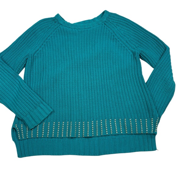 Michael Kors Teal Sweater with Studded Detail - Picture 1 of 6